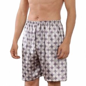 Heren Casual Nachtkleding Satijn Zijde Slaapbroeken Man Losse Home Shorts Pyjama's Loungewear Nachtkleding Herenondergoed Homewear A50 U1lb #