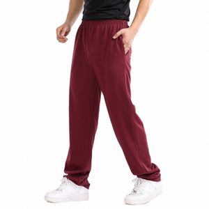 Pantalon droit décontracté pour hommes tendance jeunesse chaud pantalon droit ample couleur unie hommes sports de plein air grande taille streetwear Q5Cd #