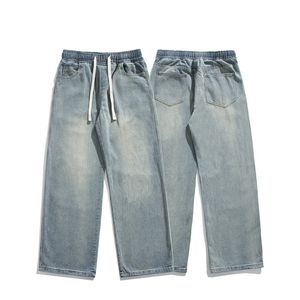 Jeans en denim de style décontracté masculin 2024 Été Nouvelle arrivée Herringbone Washed Herringbone Hid Waist Lamg Sweet Twill Toule élastique et élastique Détend