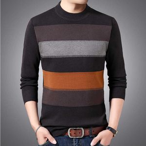 Heren Casual Sweater, Crew-hals Gestreept strak gebreide kledingstuk, Sweatshirt, M-3XL Heren 2020 Y0907