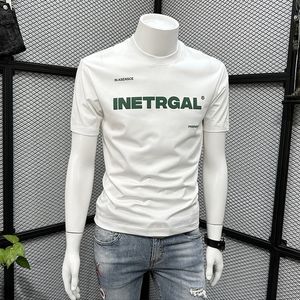 T-shirt décontracté pour hommes blanc lettre t-shirts été nouveau col rond beau coton soyeux mince demi manches Homme hauts simplicité vêtements sans genre grande taille M-7XL