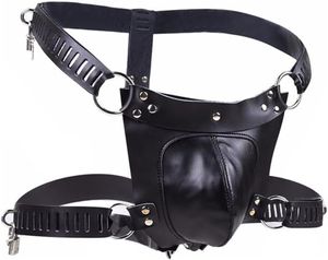 HEMPAGNEMENT DE CAGE DE CEINTURATION DE CHASTITÉ MEN, pantalon de serrure de chastetité en cuir adulte pour adulte pour hommes, Cage mâle Cage à chasteté Ajuste Kit de servitude avec clé et verrouillage