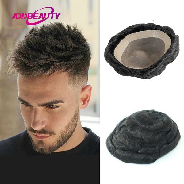 Homme Enfant Toupet Fine Mono Base NPU Cheveux Humains Vague Capillaire Prothèse Système Indien Unité Couleur Naturelle Marron 231007