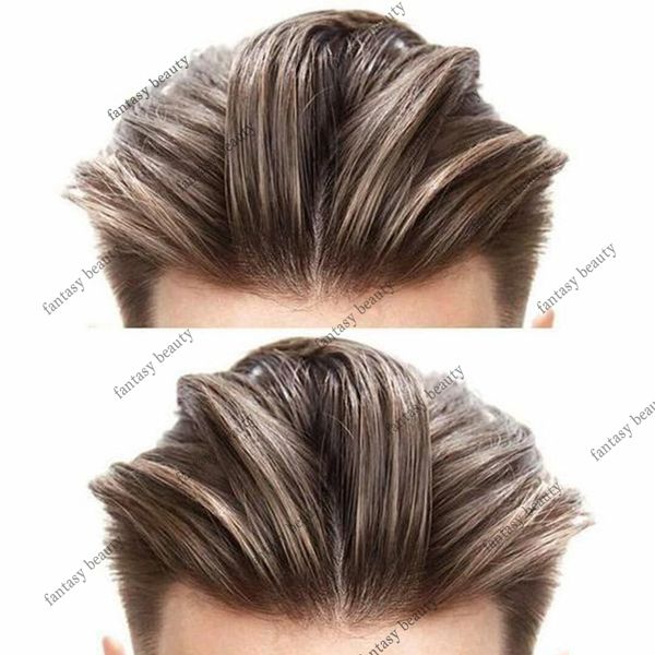 Perruques pour enfants pour hommes 0 02mm Toupet de peau mince Durable Système de remplacement pour hommes avec ligne de cheveux naturelle Prothèse capillaire pour cheveux blond cendré 230706