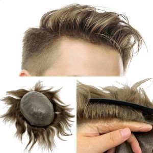 Perruques pour hommes et enfants, nœud Invisible, ligne de cheveux naturelle, toupet 100% cheveux humains Euro-Touch, 231109