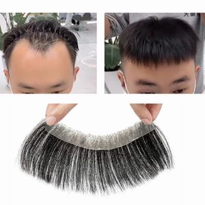 Perruques pour hommes et enfants Toupet pour hommes postiche courte humaine Patch de ligne de cheveux sur le front naturel pour hommes Style V avant mâle Remy cheveux avec Base de peau mince 231208