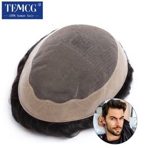Men's Children's Wigs Men Wig Human Hair Toupee Mono Male 130 Density Durable Prosthesis 6" Replacement System For 230617