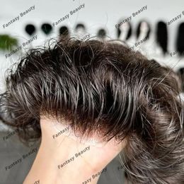 Pelucas para niños para hombres Línea de cabello natural 0.08 mm Vlooped PU Base Hombres Toupee Súper Durable Indetectable Hombre Sistema de postizos humanos Prótesis Capilar 231215