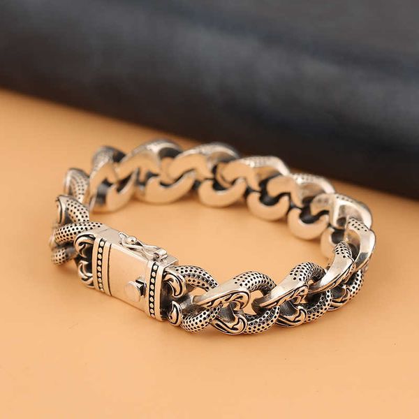 Hommes Chunky Style Argent Bracelet Coréen Chinois Style Hipster Bracelet Personnalité Creative Cadeau Réservoir Chaîne