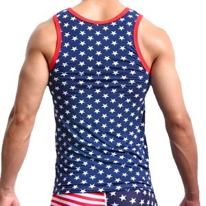 Heren Classic B Tops Tank USA Ondershirt Mouwloos Vlag Gedrukt Heren Top Katoen Heren Casual Sexy Lage Taille Convex Design Vest Ondershirts s