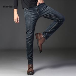 Mannen klassiek blauw zwart slim-fit jeans business katoenen stretch regular-fit merk broeken 220328