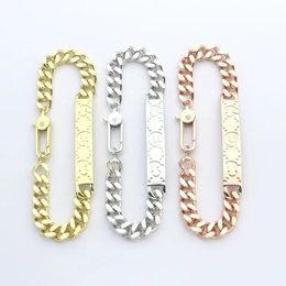 Men's Classic Brand Designer Bracelet Luxury Titanium Steel Square Chain Bracelet High Quality 18k Gold Designer Bracelet Gift