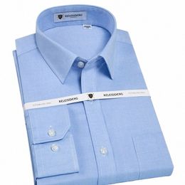 Hommes Classic Lg Sleeve N-Ir Chemises Single Patch Pocket Standard-Fit Formel Busin Work Social Cott Basic Dr Shirt 85gm #