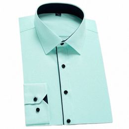 Chemises classiques à manches LG pour hommes, chemises de base solides, confortables, semi-formelles, Busin Social, coupe standard, chemise de bureau facile d'entretien, K5fX #