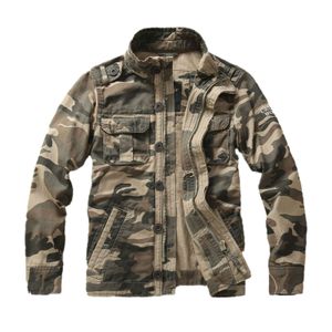 Herenkleding herfst en winter nieuw product puur katoen casual camouflage werkjas zonder capuchon jas militair herenjack van middelbare leeftijd