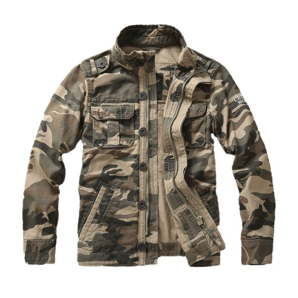 Vêtements pour hommes automne et hiver nouveau produit veste de travail camouflage décontractée en pur coton sans veste à capuche veste militaire pour hommes d'âge moyen