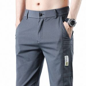 Ropa de hombre Pantalones elásticos Primavera Verano Nuevo Slim Straight Busin Pantalones suaves Clásico Fi Acogedor Negro Gris Camel Pant t6cx #