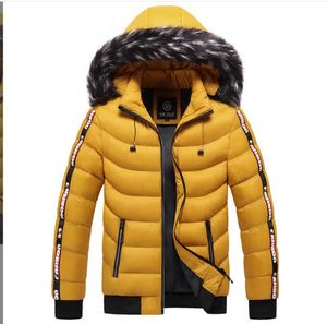 Manteau pour hommes veste d'hiver col en fourrure à capuche épais chaud coton vêtements d'extérieur homme Patchwork Parka et manteaux coupe-vent Parkas mâle L-5XL