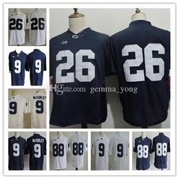 Heren College Football Jerseys 26 Barkley 9 Trace McSorley 88 Gesicki 2 Marcus Allen Navy White Stitched PSU Shirts