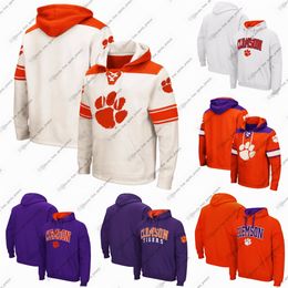 Heren Colosseum Charcoal Clemson Tigers Big Tall Arch Logo Paars Wit Pullover Hoodie Kan elke naam of nummer aanpassen