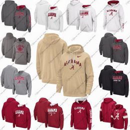 Heren Colosseum Cream Alabama Crimson Tide Resistance Pullover Hoodie Lace Up Pullover, personaliseer elke naam of nummer Zwart WIT Dames Jeugd, allemaal gestikt