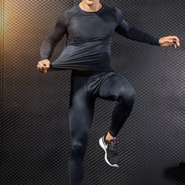 Hommes Compression Gym Suit Survêtement 2020 Nouveau Jogging costumes Leggings Fitness Pantalon Sweat-shirt musculation Muscle shirt set LJ201126