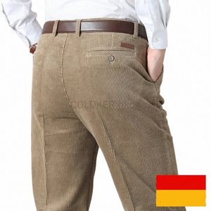 Pantalon en velours côtelé pour hommes Automne Épais Coupe droite Flat-Frt Casual Chino Pantalon Noir Pantalon décontracté Homme E8Pj #