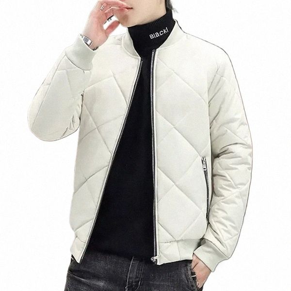 Abrigo Cott para hombre, chaqueta recortada con cuello de béisbol juvenil de invierno, chaqueta acolchada de lana, chaqueta acolchada de estilo coreano 376h #