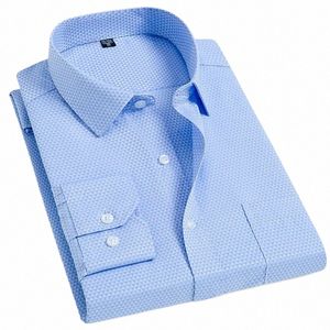 Chemise en coton pour hommes No-IR Busin Couleur unie Casual Sergé Fi Lg Manches Bureau social Haute qualité Busin Vêtements de cérémonie G6PX #