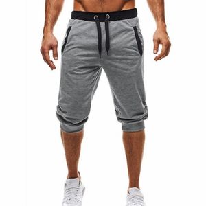 Pantalon Capris en coton pour hommes pantalon de jogging court en coton mince pantalon à taille élastique avec poches et pantalon de sport à cordon de serrage Harem Trou221y