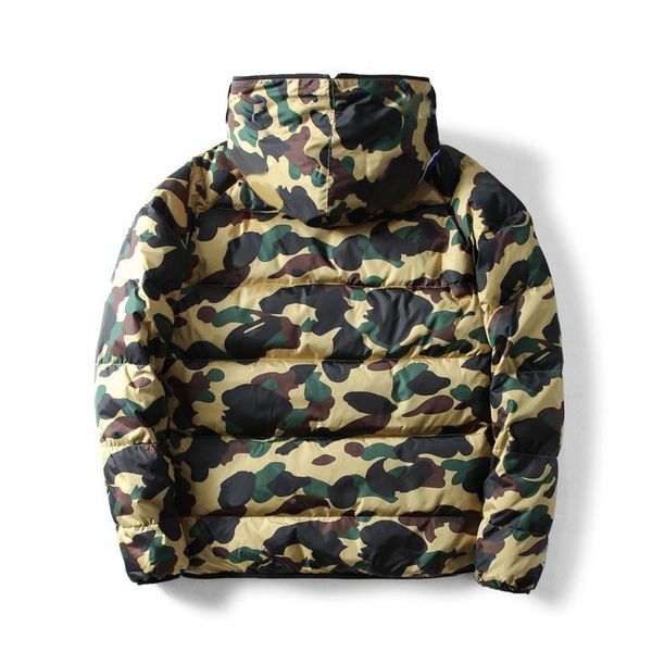 Manteau en duvet pour hommes Hiver Mode Camouflage Imprimer 3 Stripe Veste Chaude Tendance Lettre Feuille Impression Hommes Vestes Hommes Survêtement Manteaux Taille S-2XL