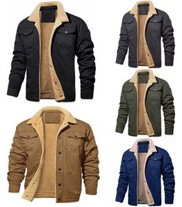 Vestes en coton pour hommes Doublure polaire d'hiver Manteau cargo chaud décontracté Veste de travail avec plusieurs poches