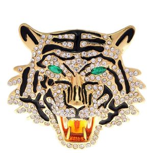 Collier broche créatif et personnalisé pour hommes, double usage, tête dominatrice incrustée de broche en diamant, série Twee Zodiac Tiger