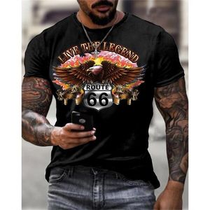 T-shirt à col ras du cou pour hommes, haut Vintage d'été, Style Hip Hop européen et américain, imprimé en 3D, tendance explosive, manches courtes