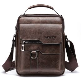 Sacs à bandoulière pour hommes Sacs à bandoulière Vintage en cuir Vertical Portable Business Casual Sac en cuir