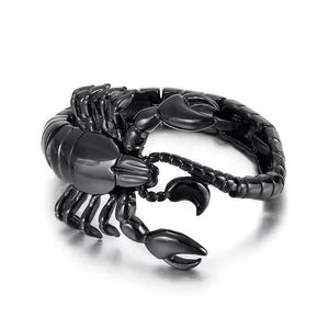 Herenmanchet Bangle roestvrij staal Big Large Biker Scorpion armbandketen 8.26 inch sieraden goud / zwart / zilver gepolijste geweldige geschenken 85 g gewicht