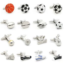 Livraison gratuite boutons de manchette pour hommes en gros Sport série Rugby Golf Football Tennis Design mode boutons de manchette pour hommes cuivre qualité