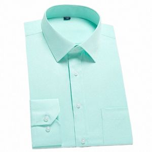 Hommes Quotidien Classique Lg Manches Solide Basic Dr Chemises Plaine / Sergé Formel Busin Standard-Fit Travail Bureau Blouse Tops Chemise U3TU #