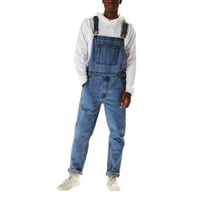 Heren denim bib broek gewassen volledige lengte jeans jumpsuits hiphop rechte jean overalls voor mannen straatkleding mannelijke jumpsuit d30 210616