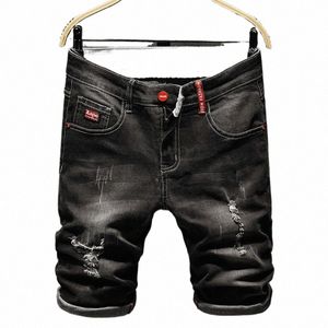 Heren Denim Chino Fi Shorts Wed Denim Boys Skinny Runway Short Heren Jeans Shorts Homme Vernietigde Ripped Jeans Grote maten G92b #