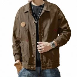 Veste en jean pour hommes Cargo Brown Homme Jean Manteaux Vintage Elatic au prix le plus bas Menswear Fast Deery Loose Free Ship Taille L G D2kj #