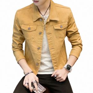 Chaqueta de mezclilla para hombre con solapa, múltiples bolsillos, color sólido, chaqueta corta, chaqueta de mezclilla negra informal y fiable de alta calidad D0eB #