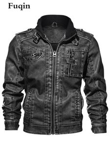 Veste en cuir denim pour hommes multifonction poche zippée vêtements de style britannique moto de rue 6XL lâche chaud PU homme veste unisexe 220819