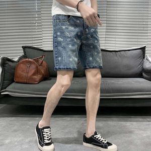 Heren denim shorts casual zomer trendy midden broek 2024 nieuwe trend American High Street retro vijf dollar broek
