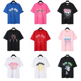 Diseño para hombres Fashion Tees Letter Foam Letter Summer Loose Short Short 55555 Angel High Street T Shirt Borded Spider Web Men Mujeres Tops