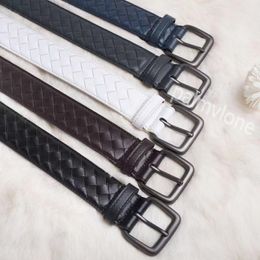 BottegBelt – ceinture tissée pure en cuir occidental pour hommes, ceinture de taille en V pour pantalons et Jeans, boucle pour hommes