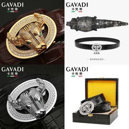 Designer masculin crocodile marque authentique incrustée lisse boucle taureau diamant en cuir authentique ceinture tendance de haute qualité qualité originale