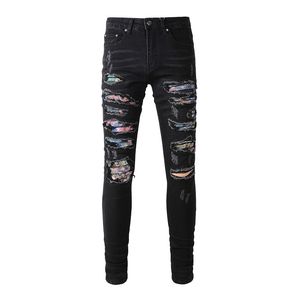 Designer Denim Jeans Fashion Ripped Skinny Jean Hommes Moto Slim Fit Streetwear Pantalon High Street Hip Hop Distressed Destroyed Denim Pants