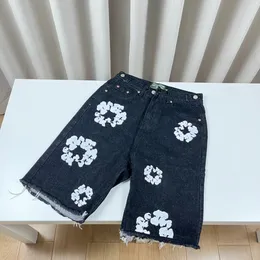 Heren designer denim jeans shorts Heren zwarte jeans Heren Casual Short Jean denim korte broek krans afdrukken Heren straat Hiphop shorts