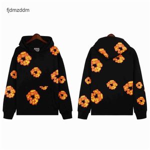 Jersey de sudadera con capucha para hombres con mangas largas Tide High Street D Flame Kapok Kapok Mens estampada y sudadera con capucha para mujeres